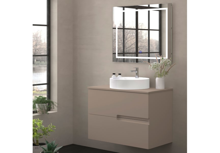 Mueble de baño con encimera piedra compactada mismo color Lia Bruntec colores principal 5