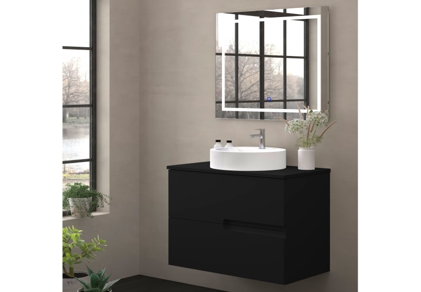 Mueble de baño con encimera piedra compactada mismo color Lia Bruntec colores principal 2