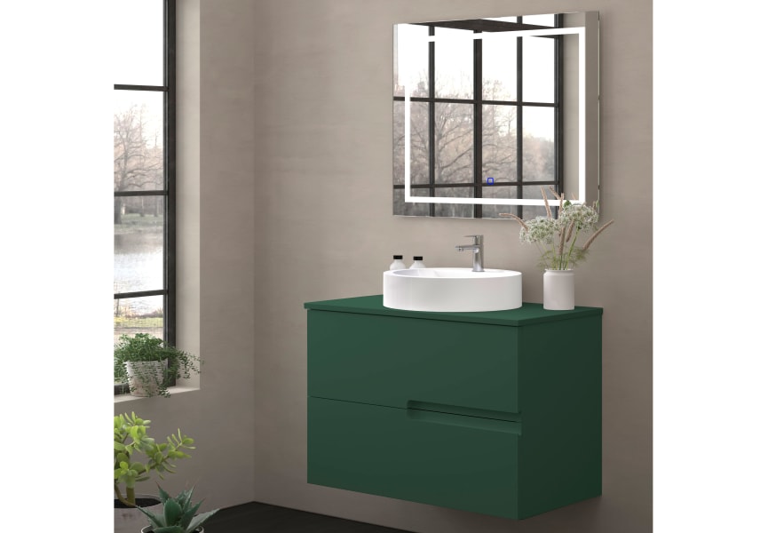 Mueble de baño con encimera piedra compactada mismo color Lia Bruntec colores principal 7