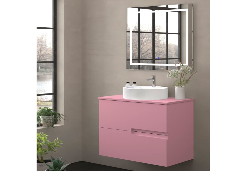 Mueble de baño con encimera piedra compactada mismo color Lia Bruntec colores principal 9