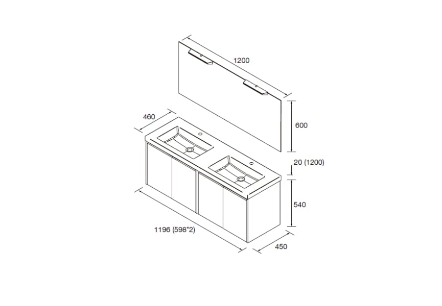 Conjunto mueble de baño Noja Salgar croquis 12