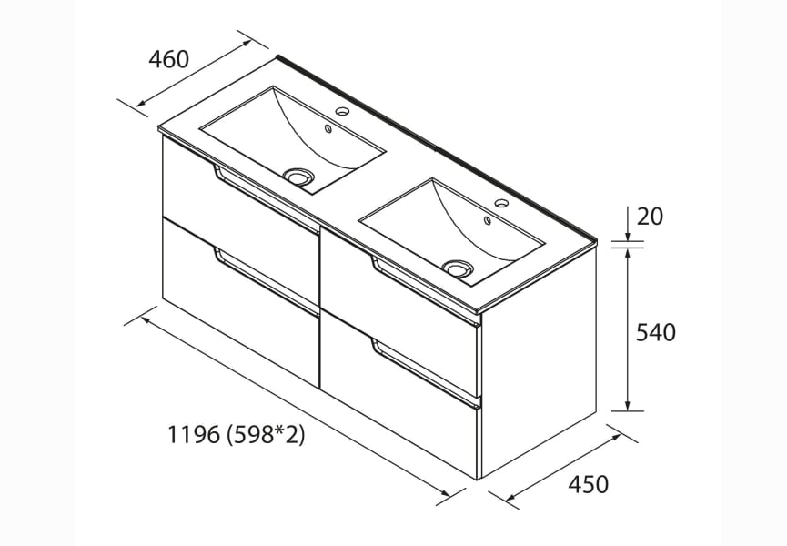 Conjunto mueble de baño Vima Salgar croquis 4