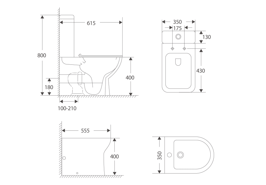 Pack inodoro + bidé Creta Bruntec croquis 3