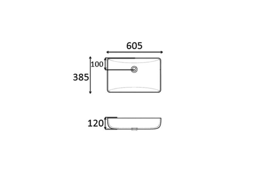 Lavabo sobre encimera Boston mate Bruntec croquis 4