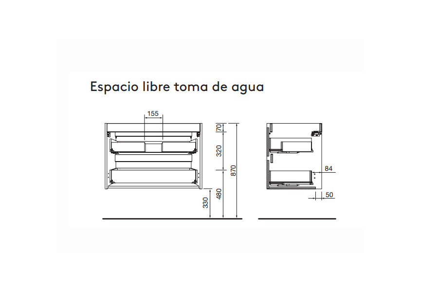 Conjunto mueble de baño Noja Salgar croquis 12