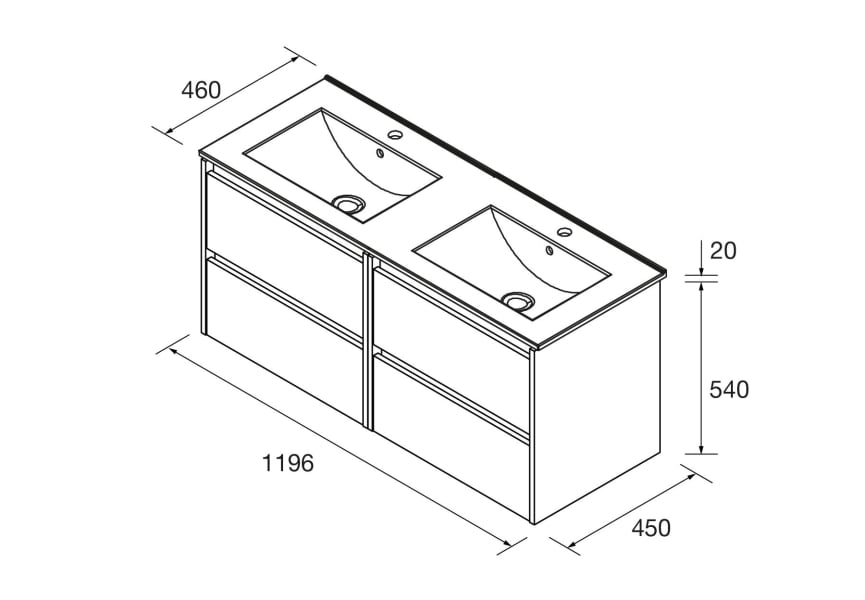 Conjunto mueble de baño Noja Salgar croquis 14