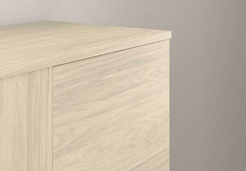 Mueble de baño Bassi Royo con encimera de madera a juego fondo reducido detalle 21