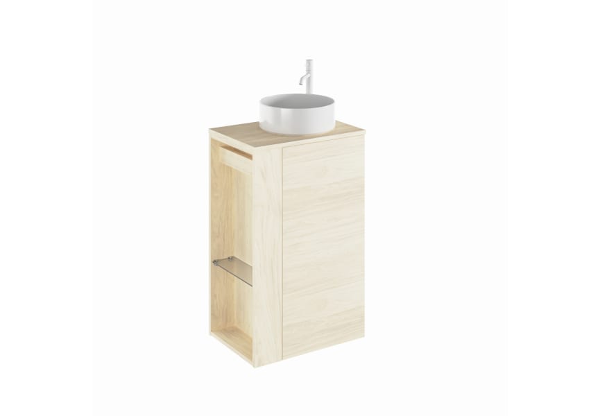 Mueble de baño Bassi Royo con encimera de madera a juego fondo reducido principal 6