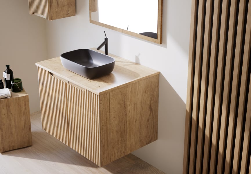 Mueble de baño de madera maciza Alpes 14 Bruntec detalle 2