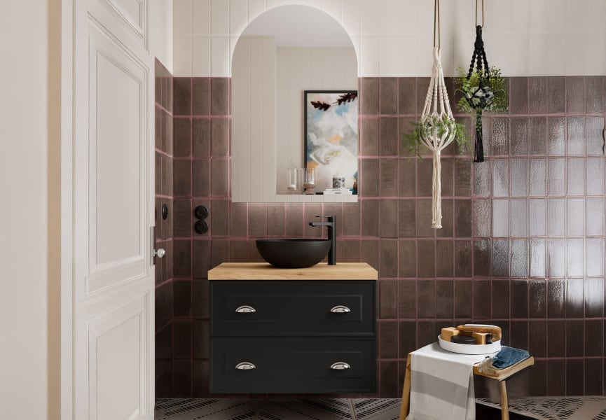 Mueble de baño con encimera de madera Renoir vintage Salgar principal 5