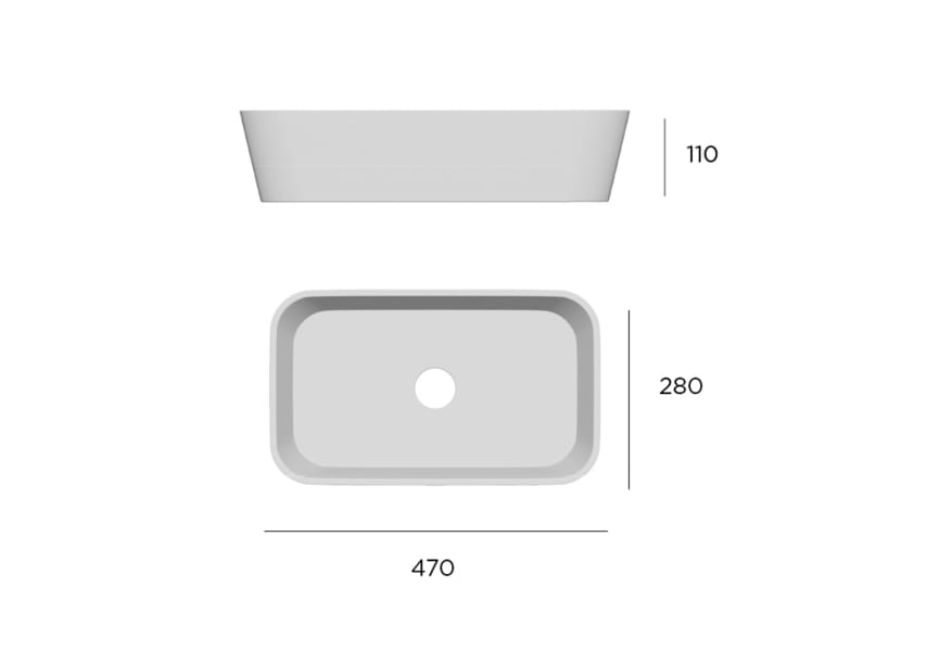 Lavabo sobre encimera Biel Solid fondo reducido Art and Bath croquis 2