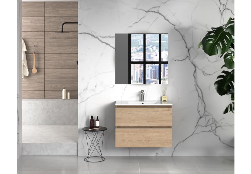 Mueble de baño Roma 140 cm 4 cajones con tapa de madera Bruntec