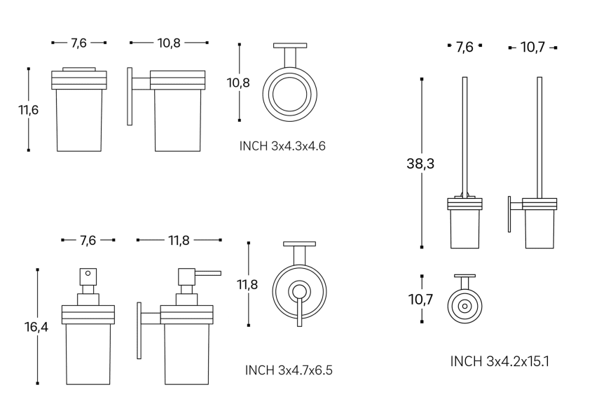 Conjunto de accesorios de baño Stick Cosmic croquis 4
