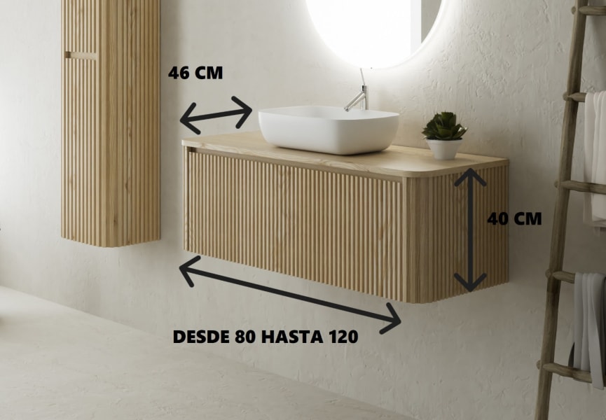 Mueble de baño con encimera de madera maciza Baviera Bruntec croquis 4
