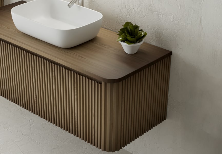 Mueble de baño con encimera de madera maciza Baviera Bruntec detalle 6