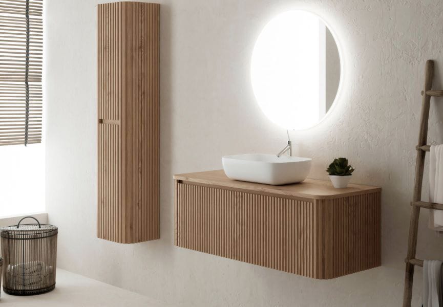 Mueble de baño con encimera de madera maciza Baviera Bruntec principal 1