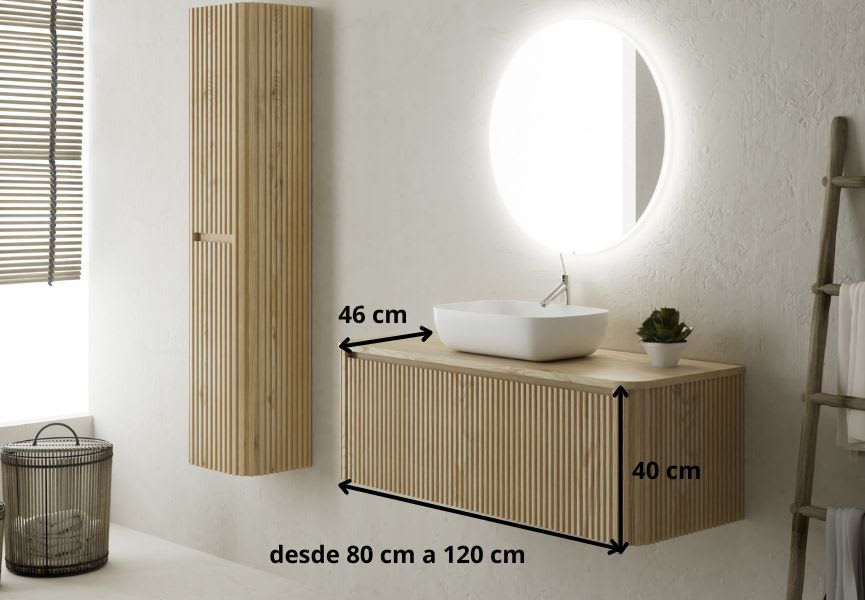 Mueble de baño con encimera de madera maciza Baviera Bruntec croquis 6