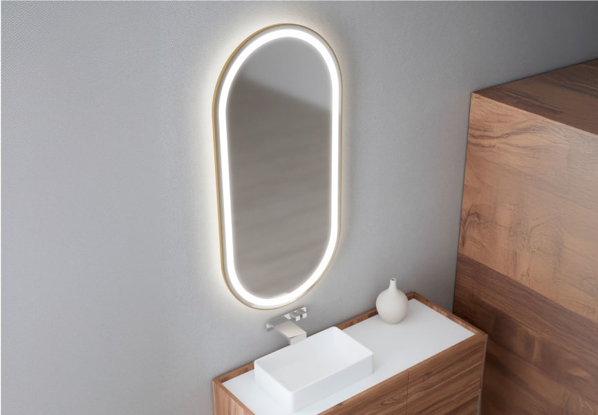 Espejo de baño con luz LED Aris de Bruntec detalle 2