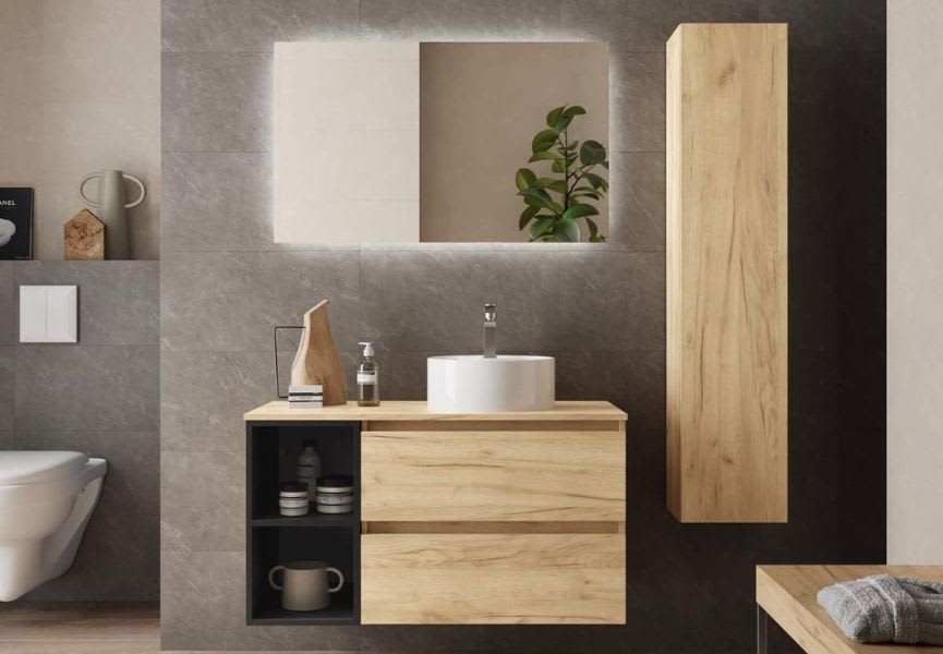 Conjunto mueble de baño con lavabo sobre encimera Bequia Salgar principal 3