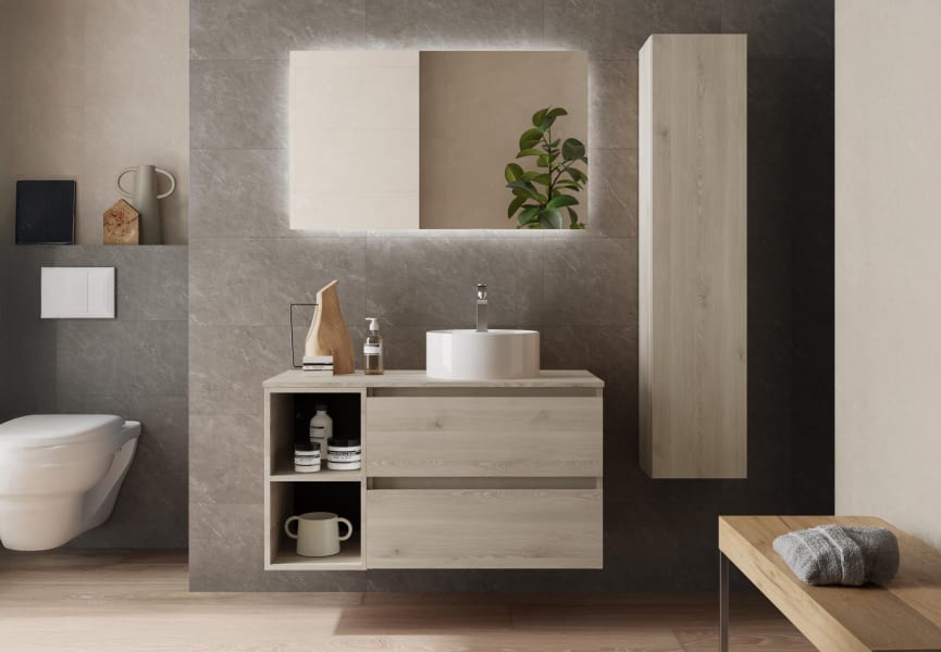 Conjunto mueble de baño con lavabo sobre encimera Bequia Salgar principal 4