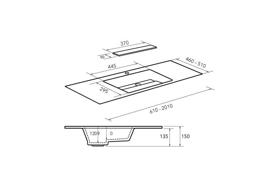 Lavabo encastrado Miami Bruntec croquis 1