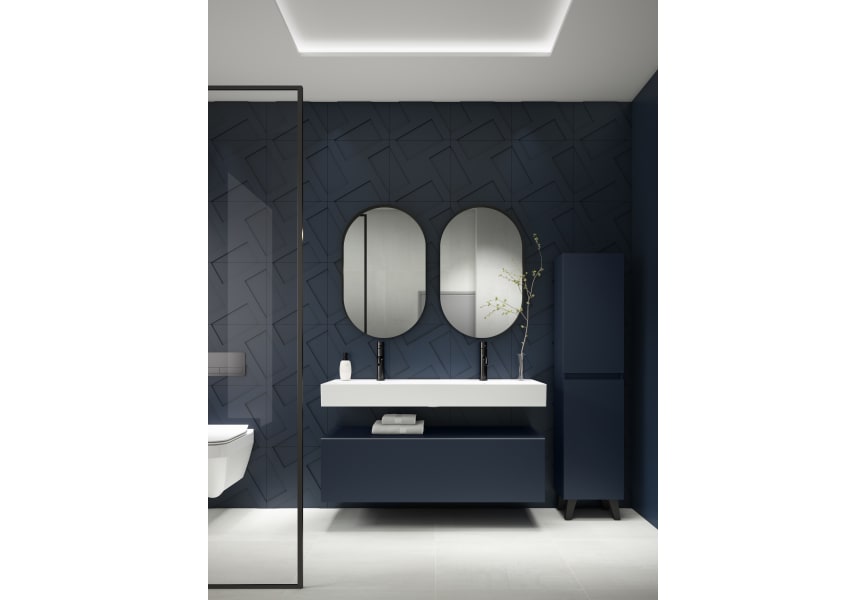 Lavabo encastrado para dos grifos de un seno 12 cm alto Lila Visobath principal 1