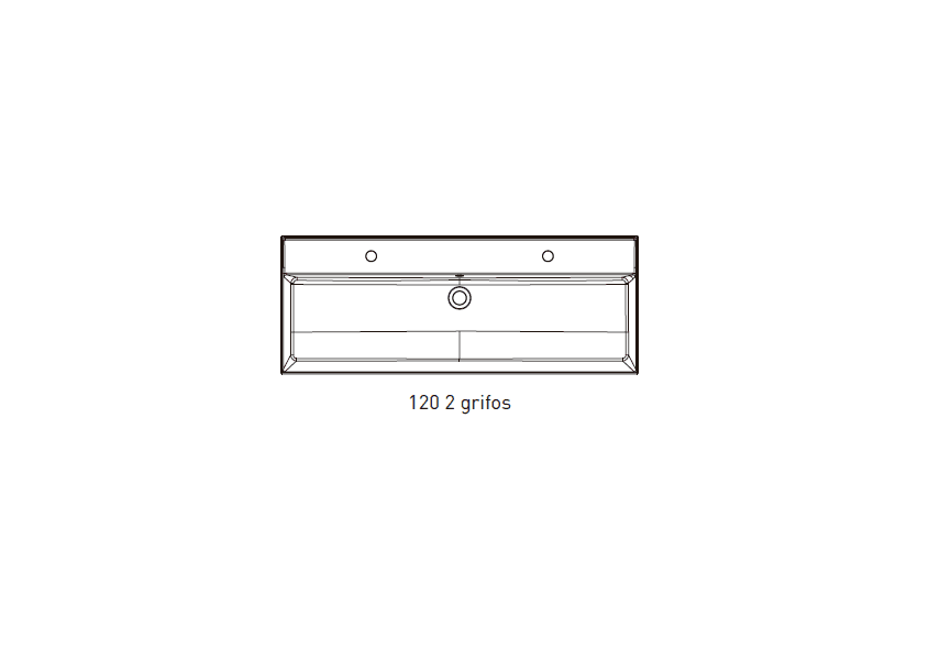 Lavabo encastrado para dos grifos de un seno 12 cm alto Lila Visobath croquis 2