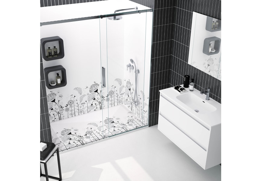Platos de ducha de resina decorados Design 3D Natura Bruntec ambiente 4