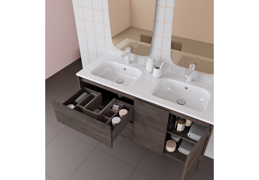 Mueble de baño MANILA a suelo 120 cm 3 cajones / 2 puertas con lavabo  ceramico ⋆ VAROBATH | Un baño increíble