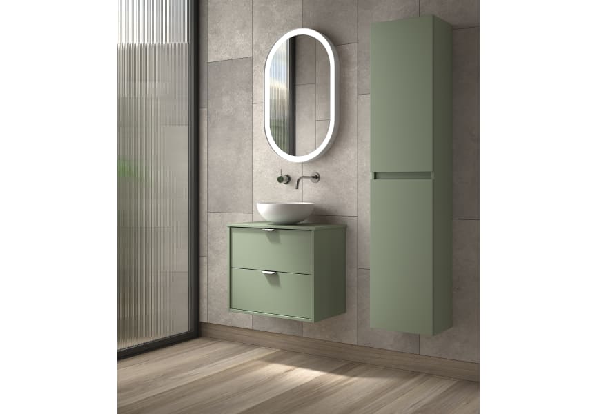 Conjunto mueble de baño fondo reducido 35.5 cm con lavabo sobre encimera  Midi Visobath