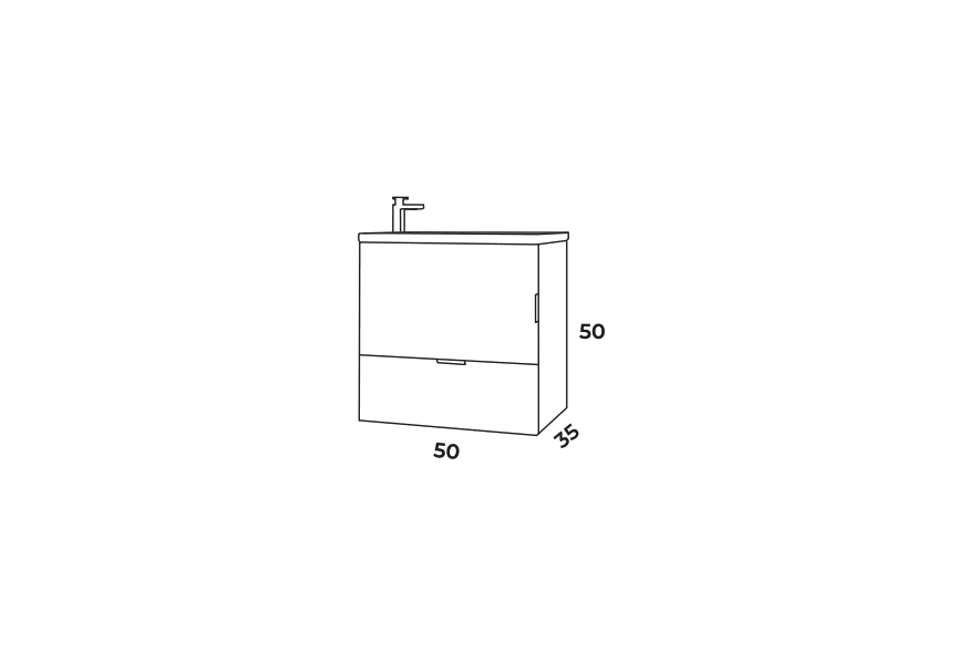 Conjunto mueble de baño fondo reducido 35 cm Petit Campoaras croquis 5