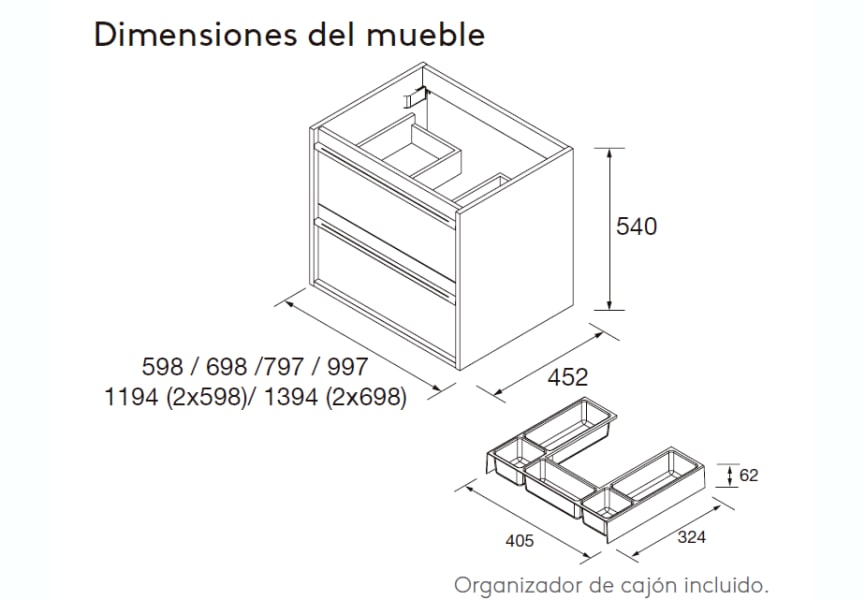 Mueble de baño con encimera de madera Attila Salgar croquis 27