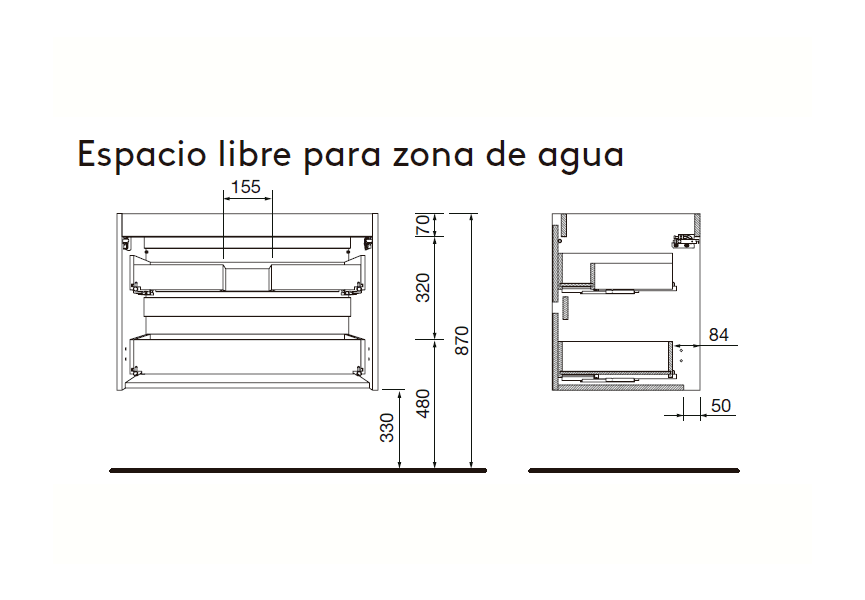 Mueble de baño con encimera de madera Attila Salgar croquis 30