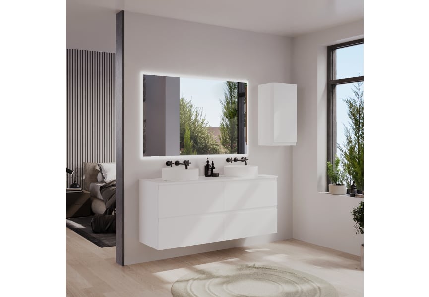 Mueble de baño MDF lacado con encimera de madera Vilma Bruntec principal 0