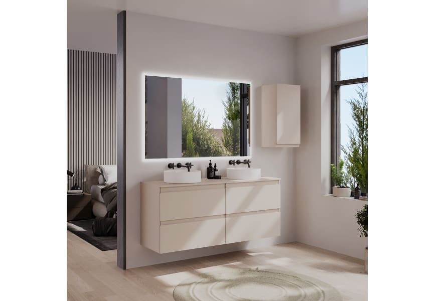 Mueble de baño MDF lacado con encimera de madera Vilma Bruntec principal 1