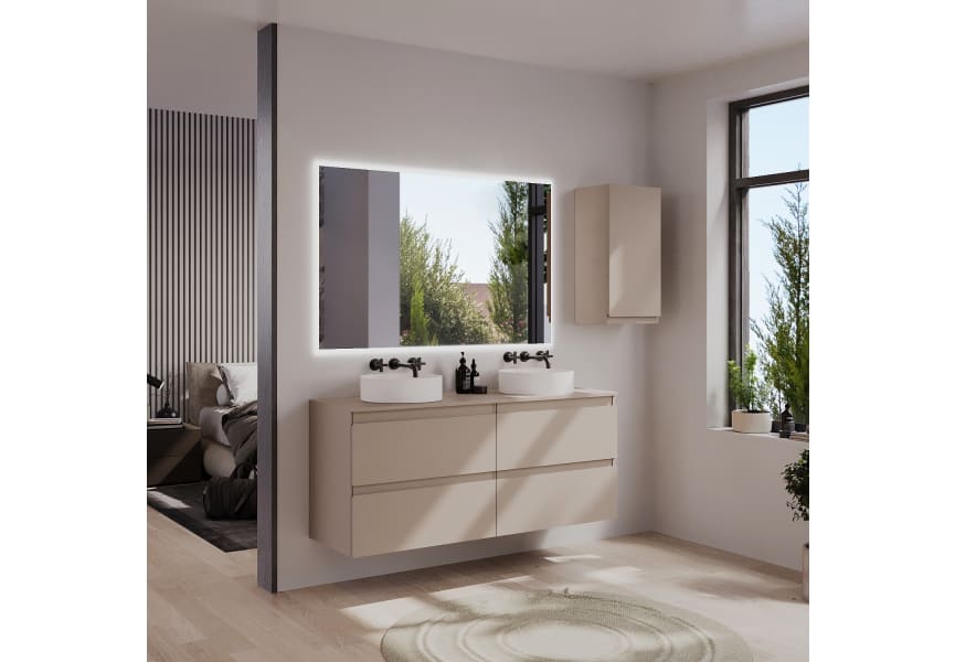 Mueble de baño lacado con encimera de madera Vilma Bruntec principal 2