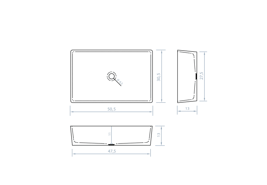 Lavabo sobre encimera Athos Bruntec croquis 1