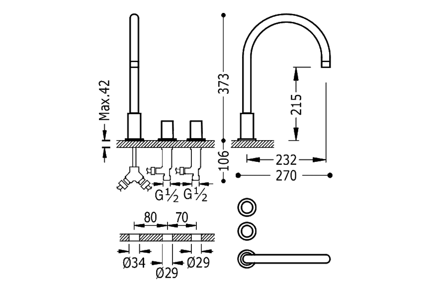 Grifo de lavabo Project Tres Croquis 1