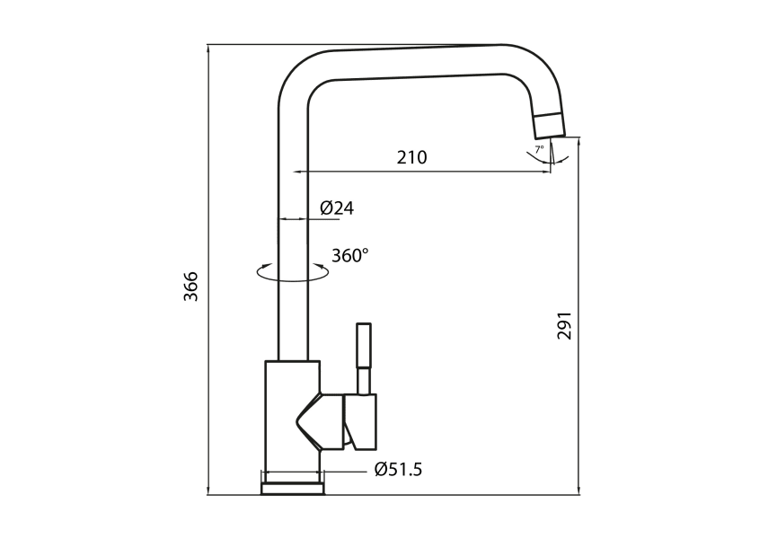 Grifo de cocina Noah de GME croquis 8