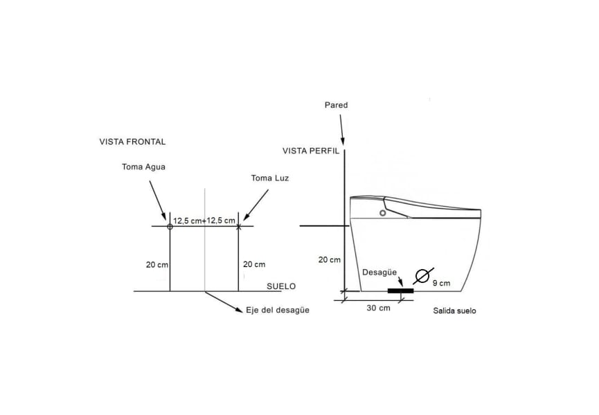 Inodoro japonés inteligente Yaiza Plus Nashi croquis 12