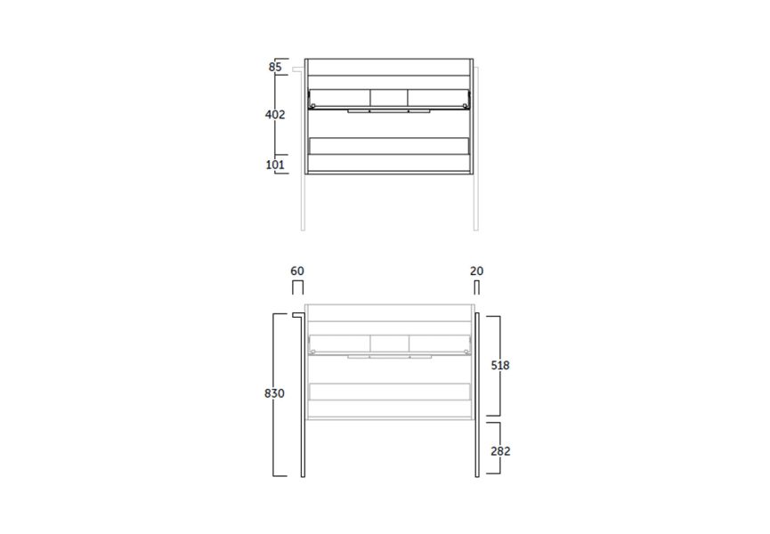 Mueble de baño Galsaky industrial Coycama croquis 11