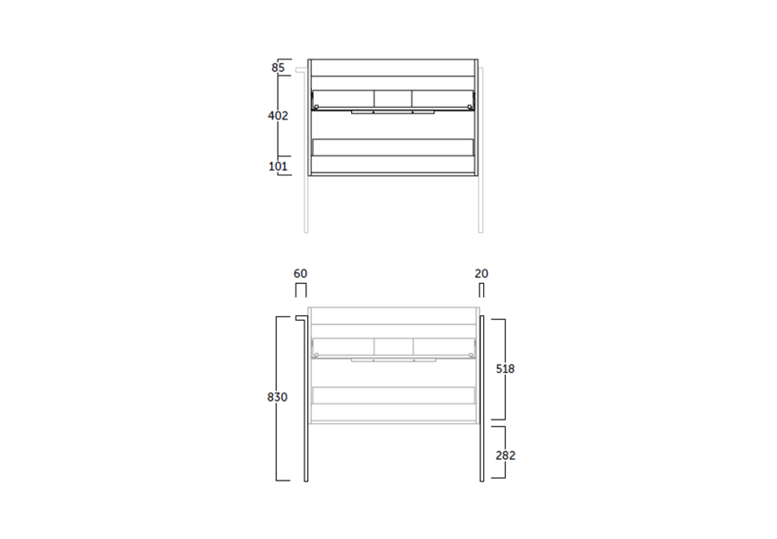 Mueble de baño Galsaky industrial Coycama croquis 11