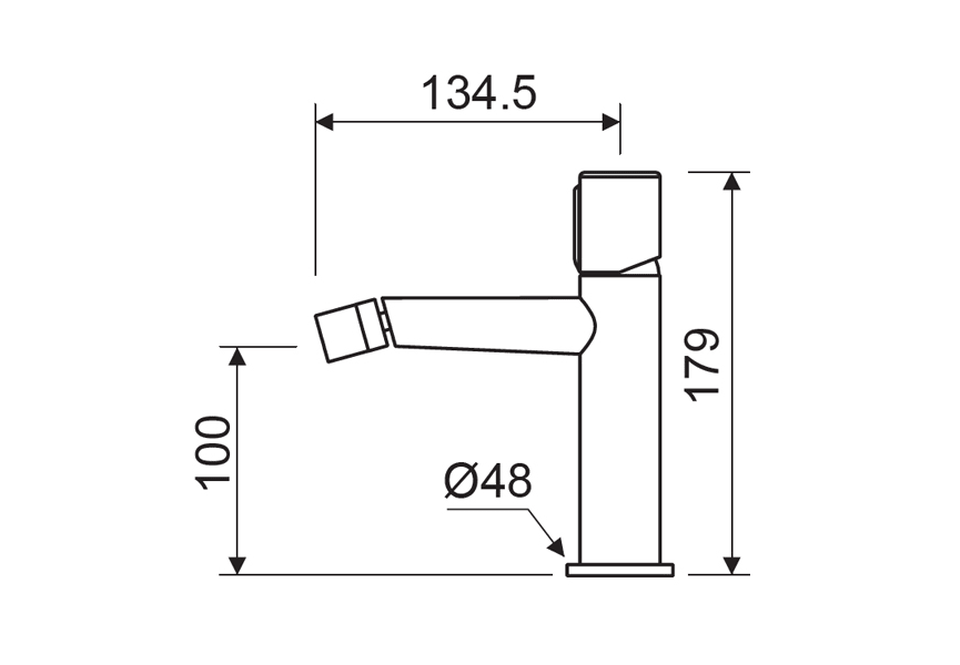 Grifo de bidé Tívoli Lluvibath croquis 2