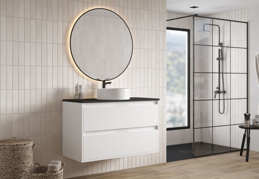 Mueble de baño con encimera Piedra Compactada negra Artemisa Bruntec principal 5