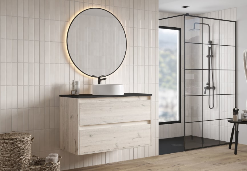Mueble de baño con encimera Piedra Compactada negra Artemisa Bruntec principal 4