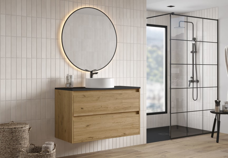 Mueble de baño con encimera Piedra Compactada negra Artemisa Bruntec principal 0