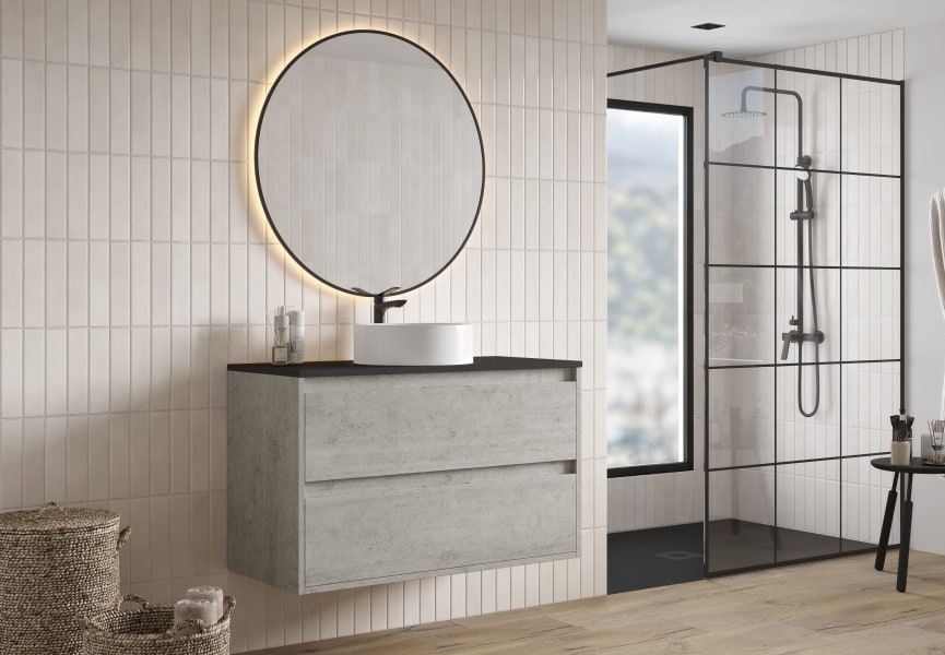 Mueble de baño con encimera Piedra Compactada negra Artemisa Bruntec principal 2