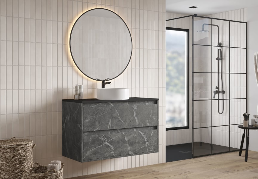 Mueble de baño con encimera Piedra Compactada negra Artemisa Bruntec principal 3