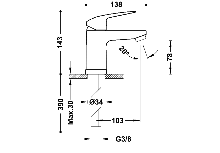 Grifo de lavabo Base Plus Tres croquis 1