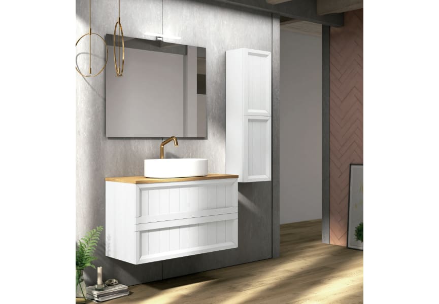 Mueble de baño con encimera de madera natural roble Terra Campoaras principal 0